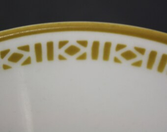 Vintage Syracuse Syralite Yellow Geometric Border Grapefruit Bowl (E4718)