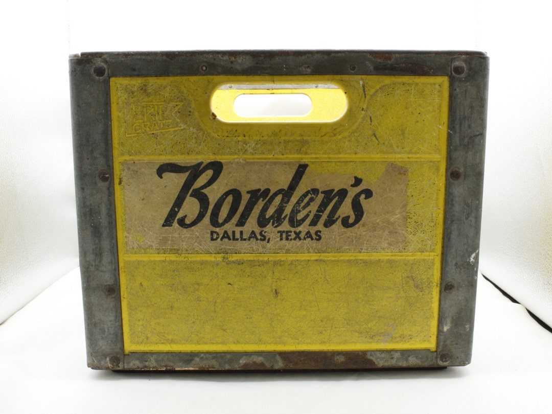 Vintage 1960's Borden's Erie Milk Crate Metal Fiberglass