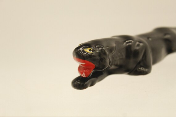 Vintage Black Panther Red Mouth Small Japan Ceramics (V9729