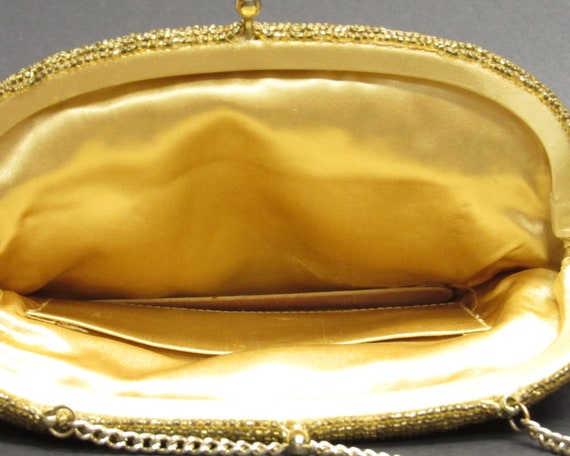 Vintage Ornately Beaded Golden Evening Bag (E1036… - image 3