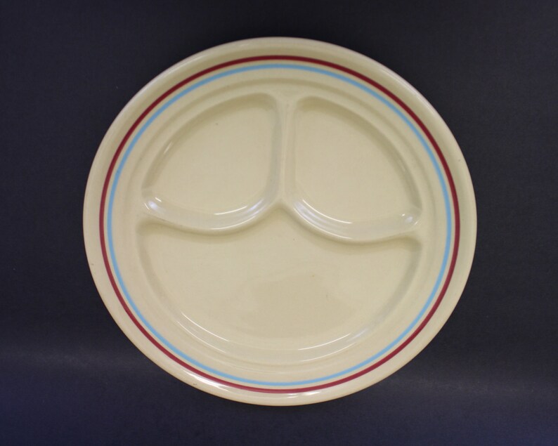 Vintage 1950s Buffalo China Café Divided Plate w/Red & Blue Etsy