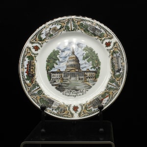 Vintage 1950&#39;s Washington D.C. Capital USA Capsco Japan Souvenir Plate (V7561)