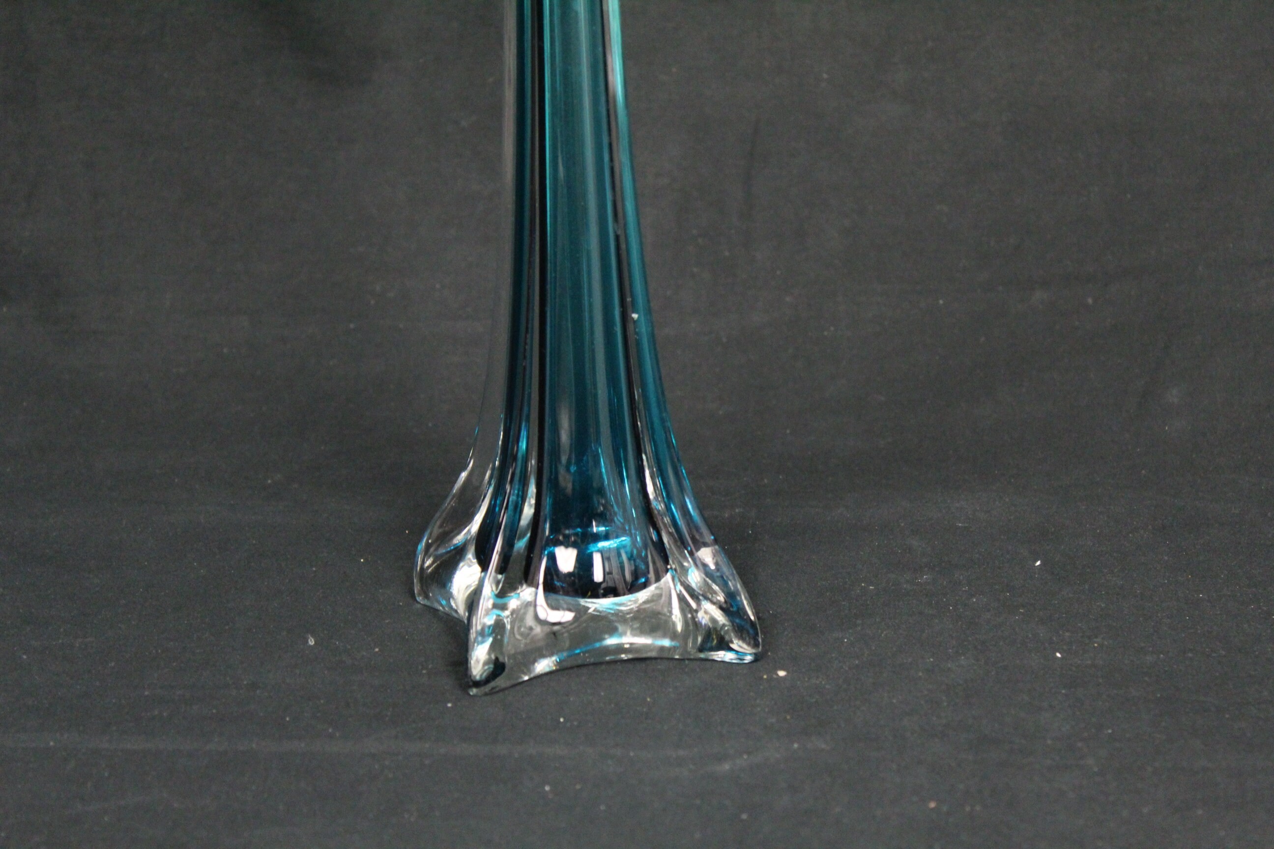 Vintage 17 Tall Blue Painted Narrow Glass Vase Etsy