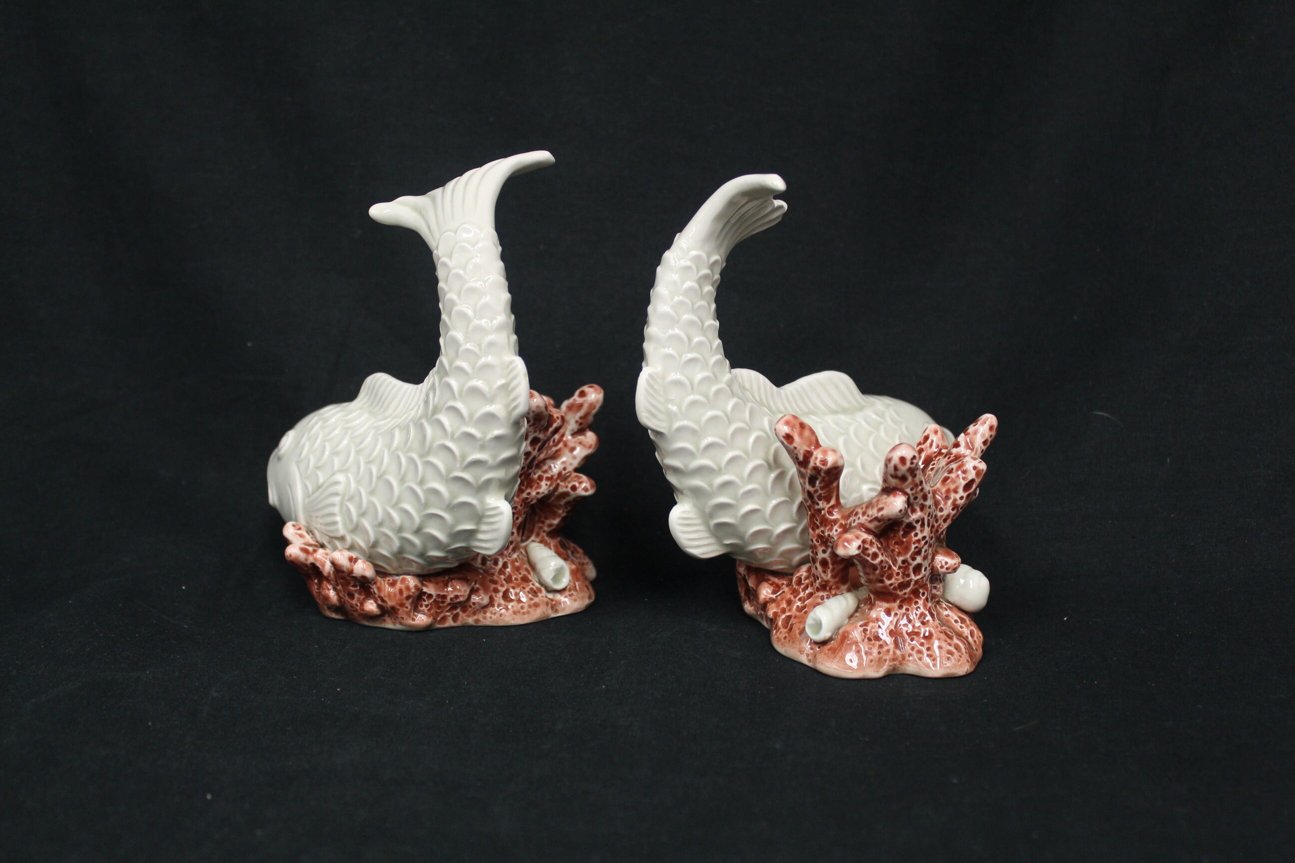 Vintage 1976 Fitz and Floyd Ceramic Fish With Pink Coral and