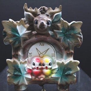 Vintage Cuckoo Clock Lovebirds 1950's Planter Original Chains and Weights (S2356)