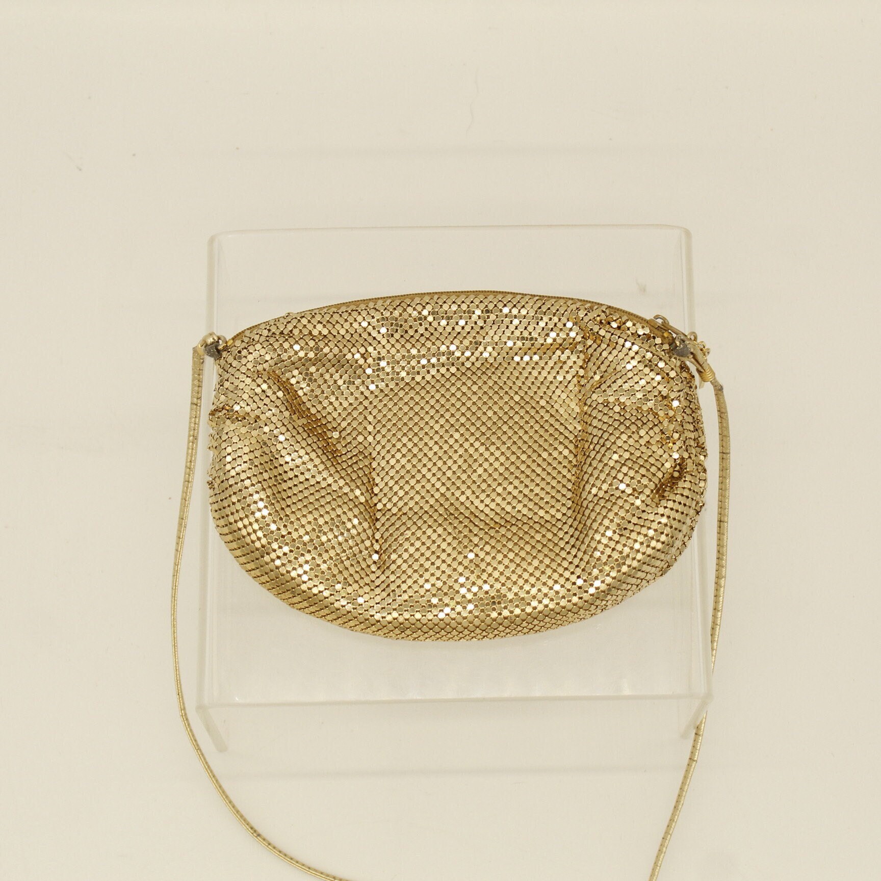 Vintage Whiting and Davis Gold Mesh Shoulder Bag With