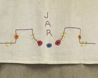 Vintage Jar 1940’s Hand Embroidered Cotton Mended Runner (S2890)
