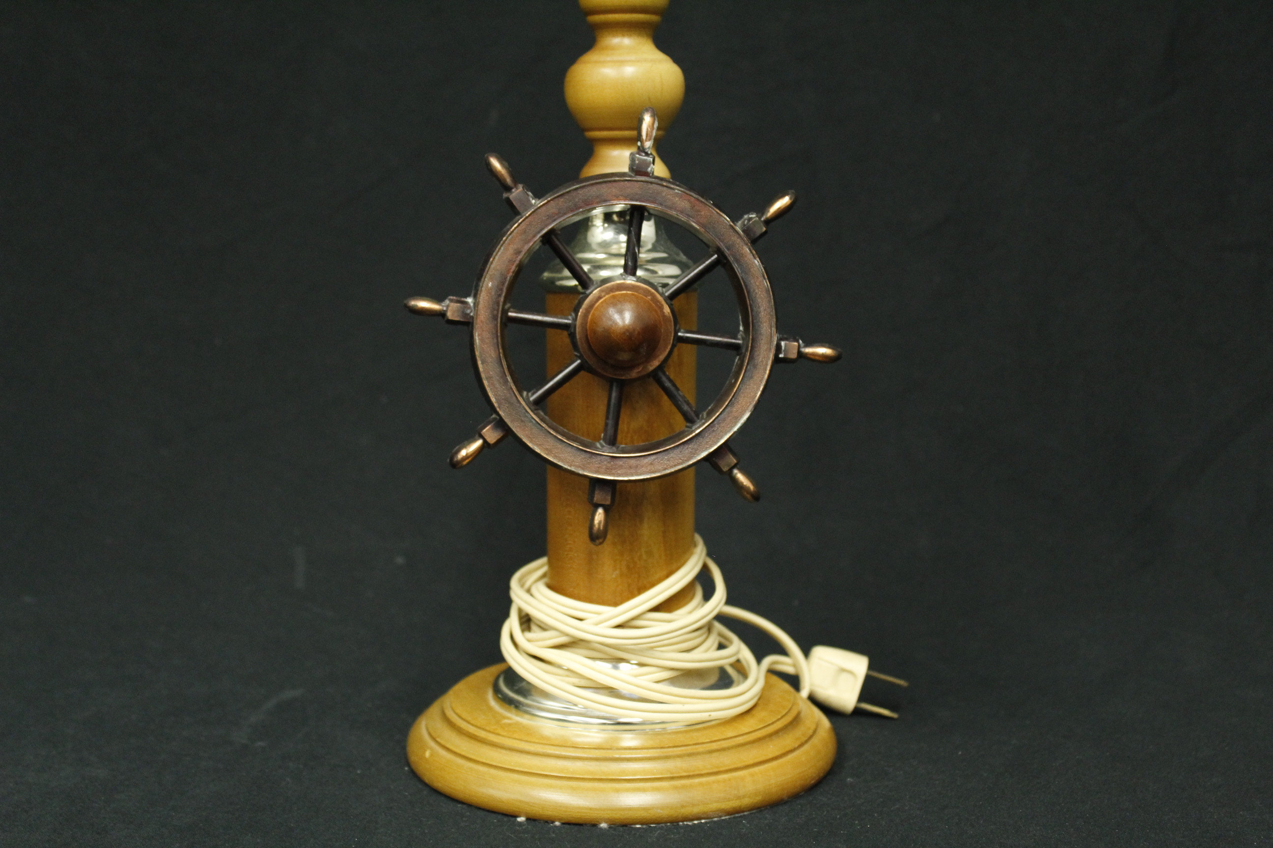Vintage Ships Copper Wheel and Wood Lamp V6965 Etsy Australia