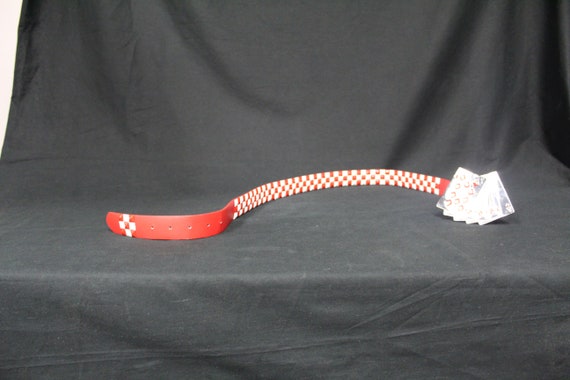 Vintage Red & White Checkered Belt w/ Metal Playi… - image 3