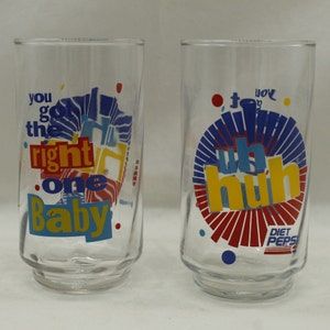 Vintage Diet Pepsi &quot;Uh huh&quot; Set of Two Glasses (V8505)