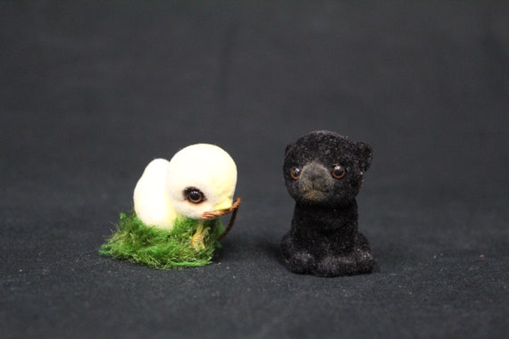 Vintage Woodland Flocked Animal 1960's Figurines Set of 4 (V2783