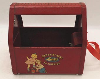 Vintage Amsco Shu-shine Red Metal 1950s Bank for Kids (S3273) - Etsy