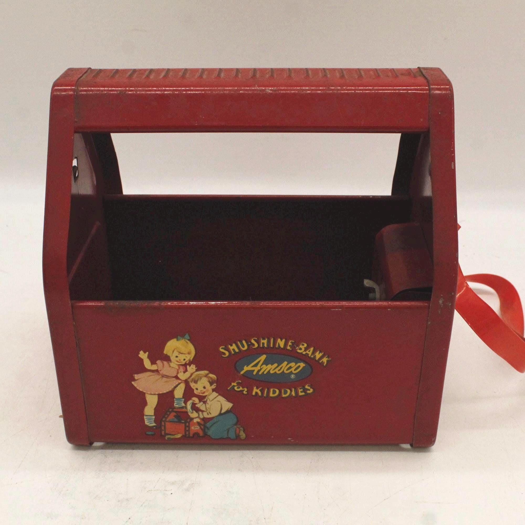 Vintage Amsco Shu-shine Red Metal 1950s Bank for Kids (S3273) - Etsy