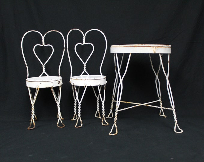 Vintage Ice Cream Parlor Stool With Doll Parlor Metal Chairs Set of