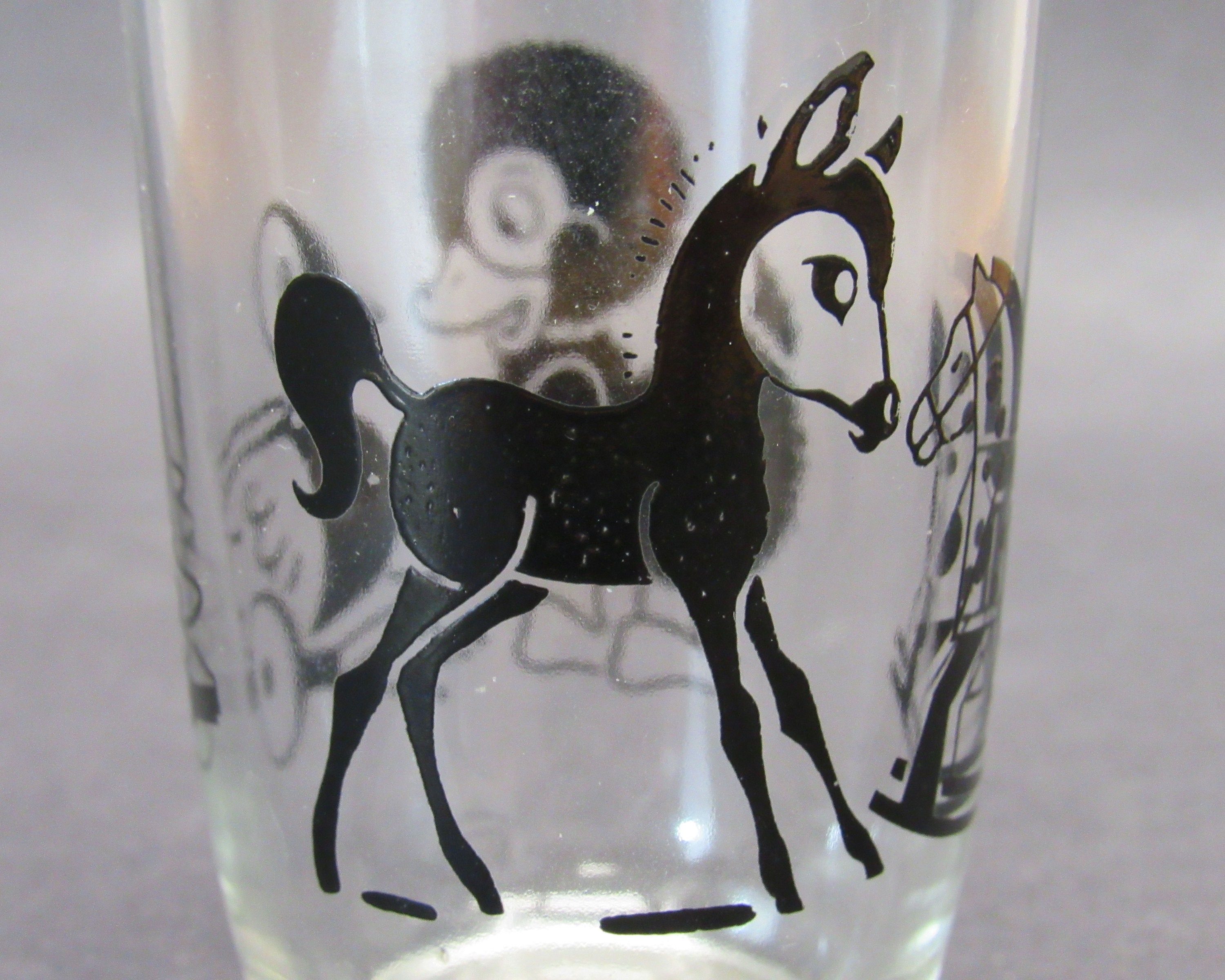 馬スインググラス Vintage Swanky Swig Juice Glasses--Duck, Donkey, Rocking Horse Set