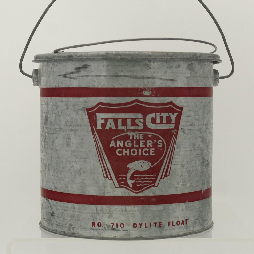 Seau à Menton Vintage Falls City - Aluminium - Pêcheur - Choix Métal