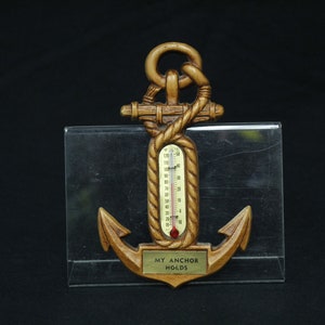 Vintage Anchor Palestine Souvenir Plastic Japan Thermometer (V6827)