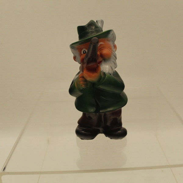 Vintage Leprechaun Green Dressed Man with Shotgun Plastic Novelty Figure (S113)