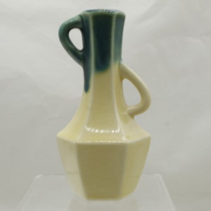 Vintage Green & Yellow Bud Vase with Handles Made in Japan (V8024)