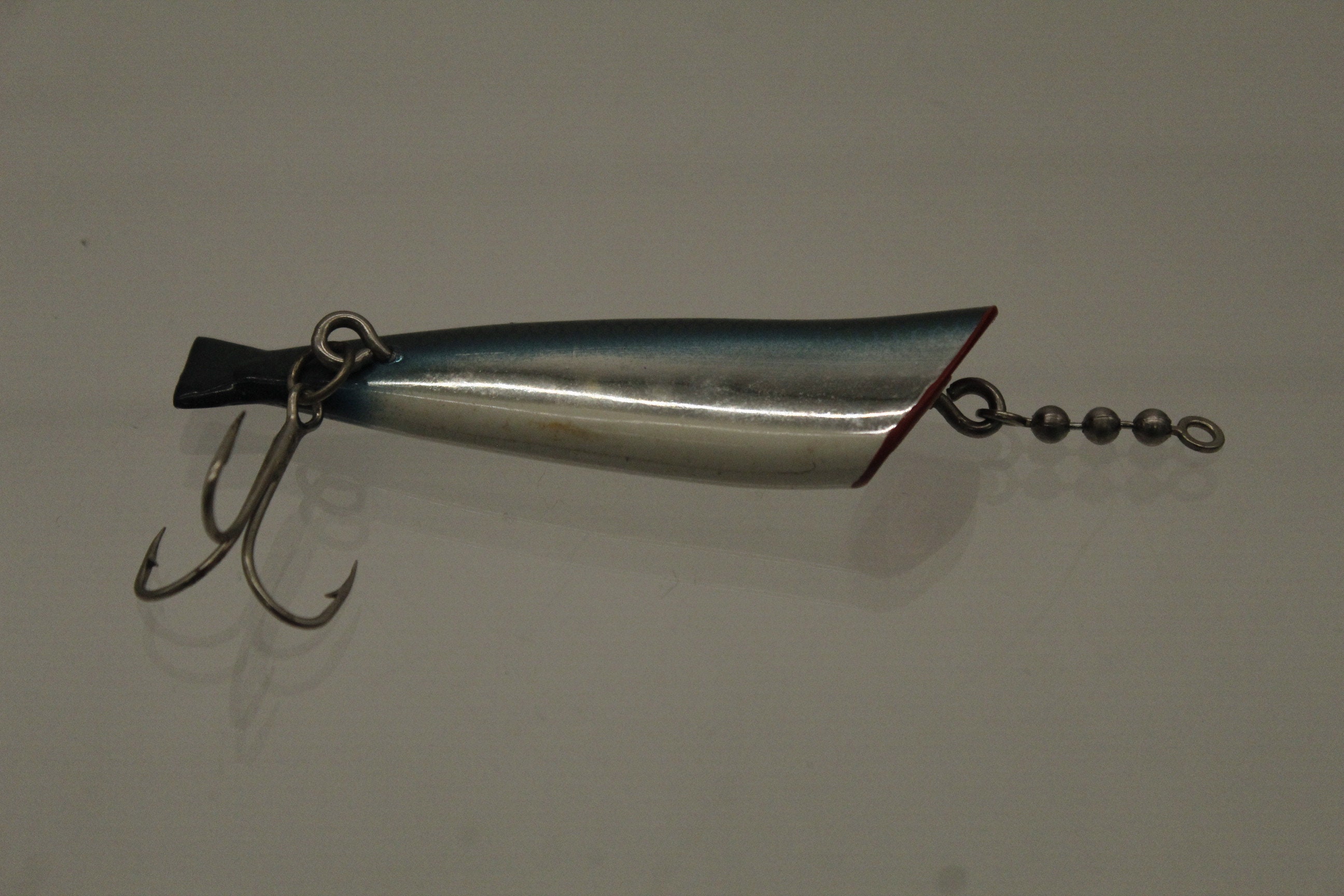 Vintage Les Davis Cutplug Iridescent Aqua Blue Single Hawaiian Wiggler Tri  Hook Lure V9965 