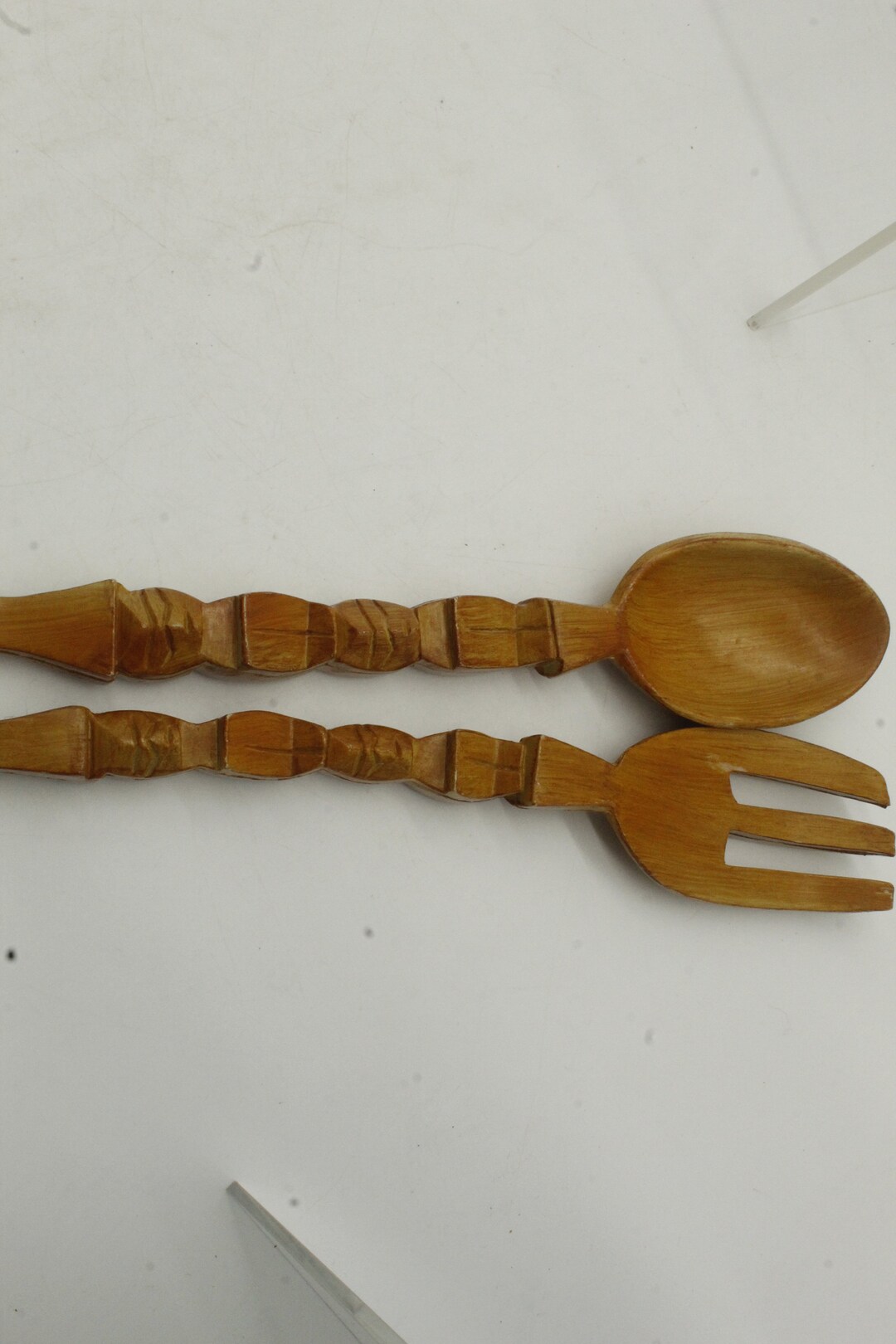 Vintage Carved Wood Tiki Fork and Spoon Wall Hanging S295 Etsy