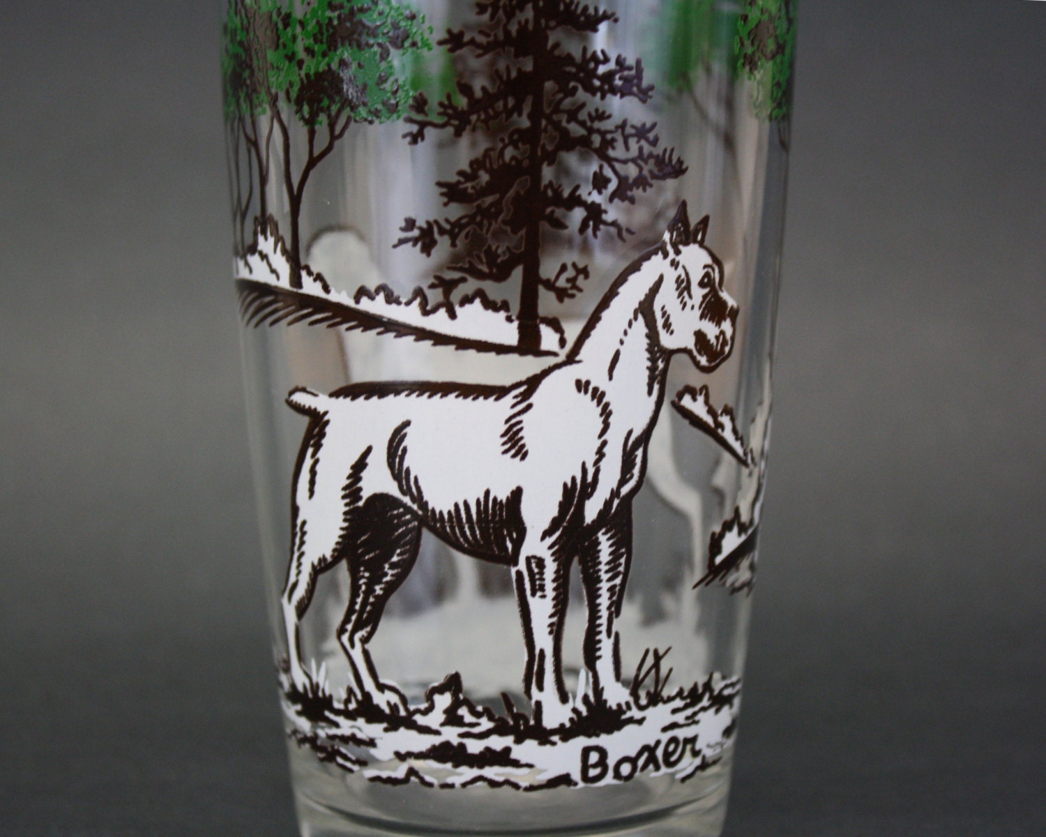 Vintage Clear Glasses w/ Hunting Dogs Set of 4 E3375 Etsy