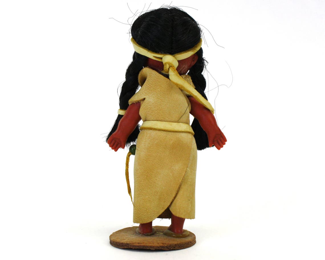 Vintage Native American Girl Plastic Doll With Leather Dress Etsy
