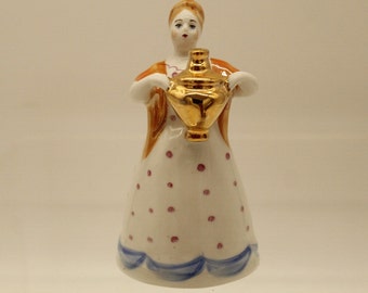 Vintage Eastern European Woman with Gold Pot (V10193)