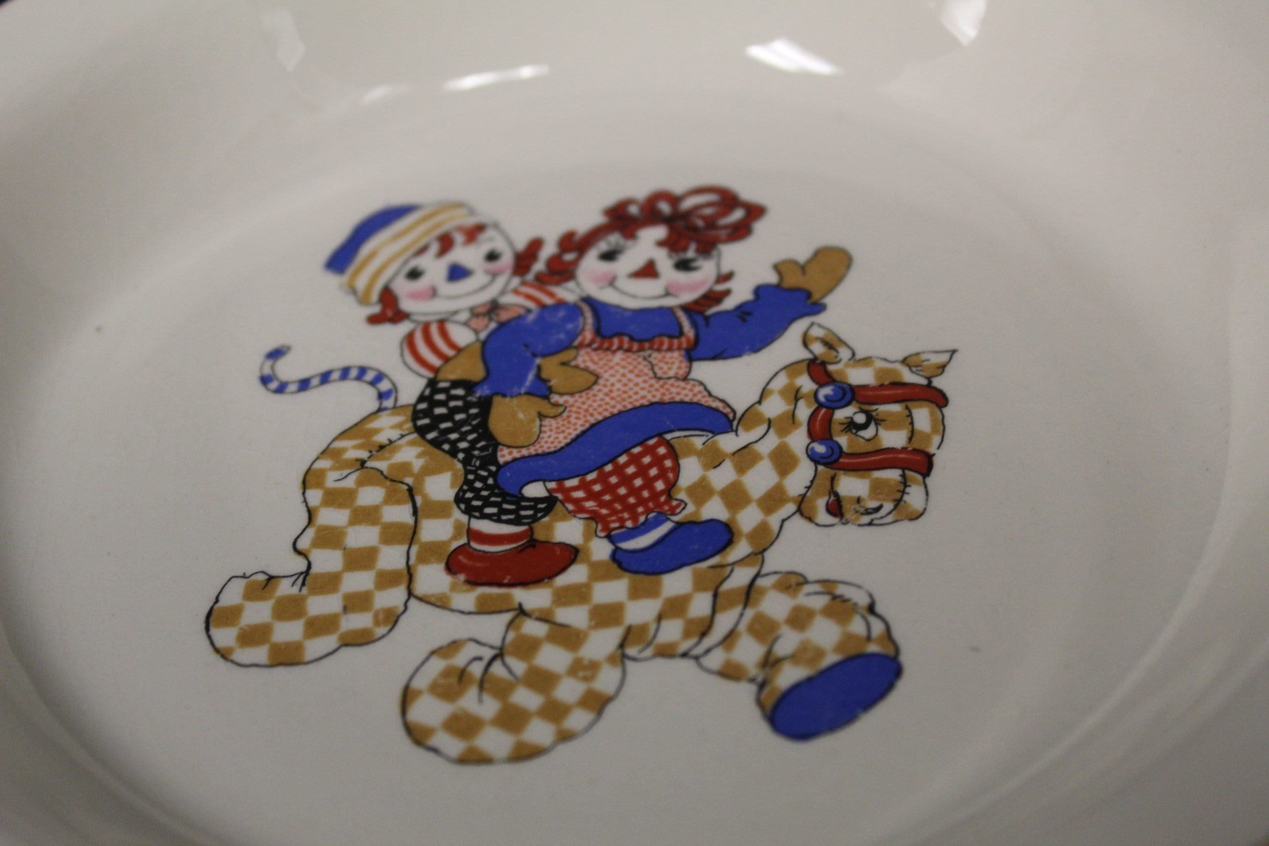 Vintage Raggedy Ann and Andy Plate, Cup & Bowl 1941 Crooksville