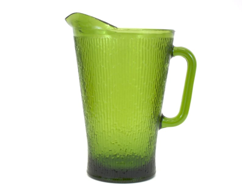 Vintage Textured Green Glass Beer Pitcher E3350 | Etsy