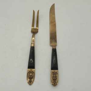 Vintage Thai Buddha Knife and Fork Carving Set (S304)