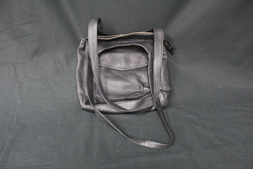 Vintage Fossil 1954 Line Black Leather 75082 Shoulder Bag V1587 Etsy Canada