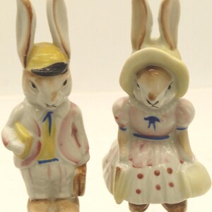 Vintage Rabbits Rare Detailed Set of Two Occupied Japan Figures (S416)