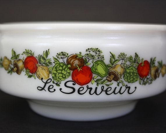 Vintage Set of Four Milk Glass Soup Bowls le Serveur With Vegetable Design E4397 Etsy Canada