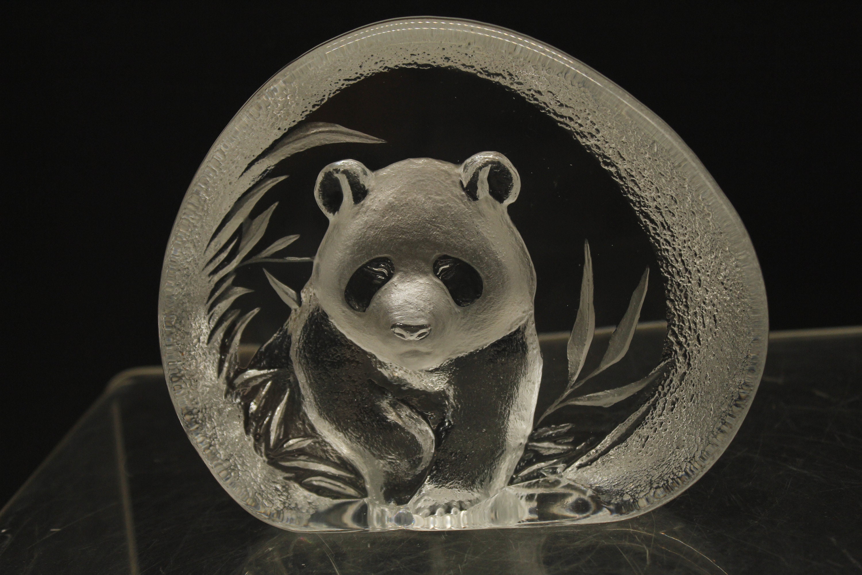 Vintage Kosta Boda Panda Swedish Signed Mats Johasson Art Glass