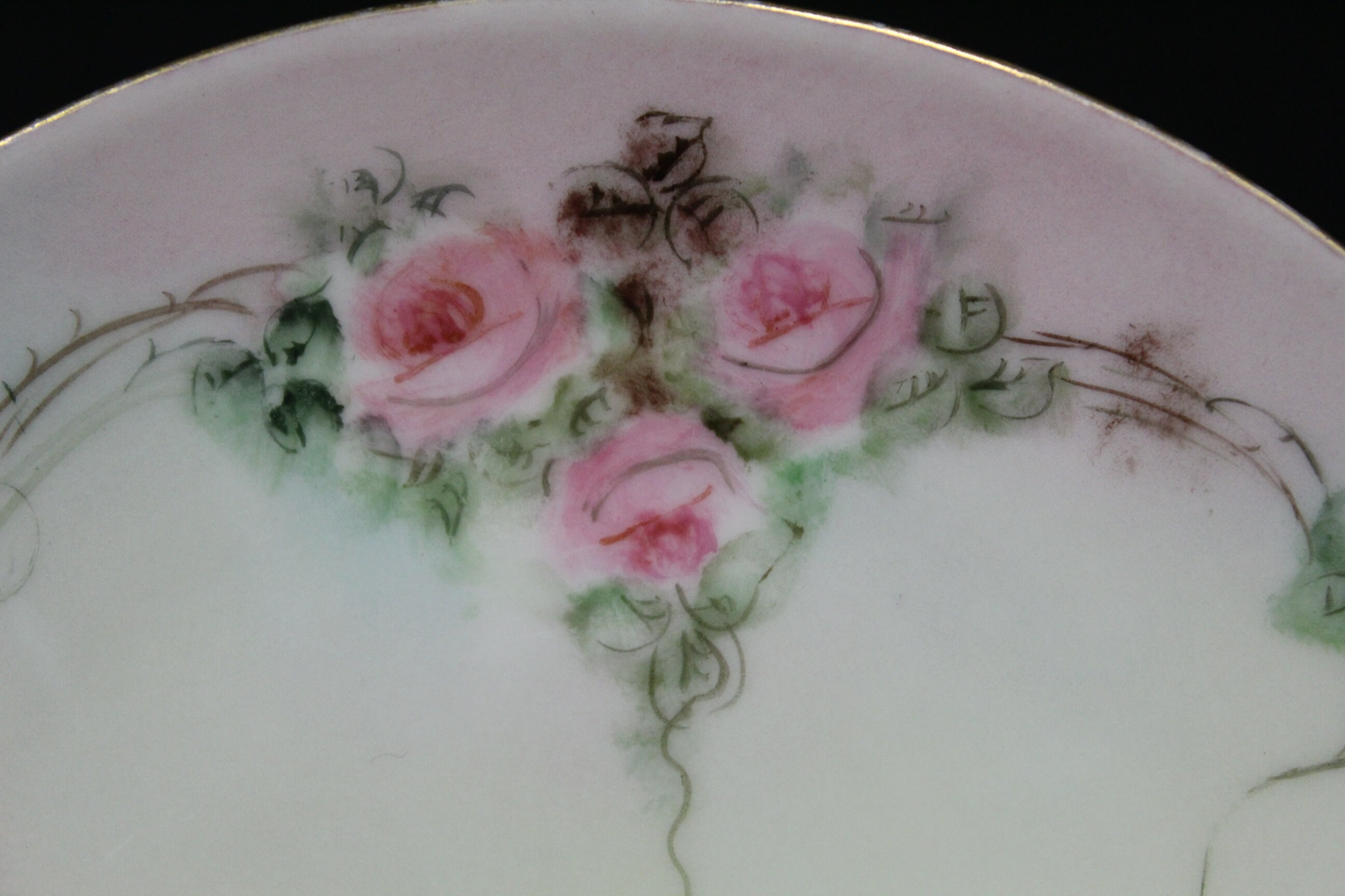Vintage Pink Rose Bavarian Small Bread Plate Hand Painted V1624