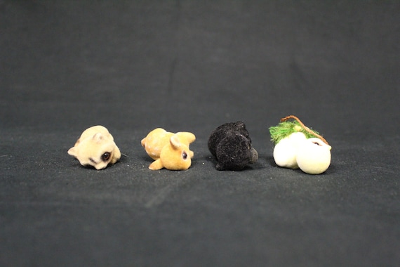 Vintage 60s Woodland Flocked Animal Figurines Set of 4