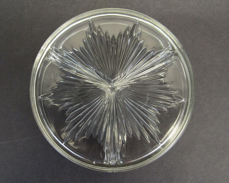 E10596 Vintage Wrought Farberware Glass Divided Dish with Aluminum Lid