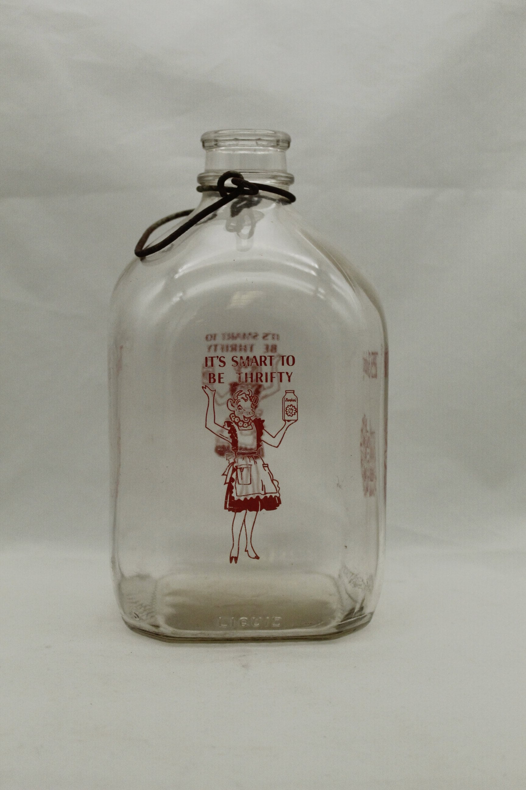 Vintage 1/2 Gallon Glass Milk Jug Delivery Bottle With Handle