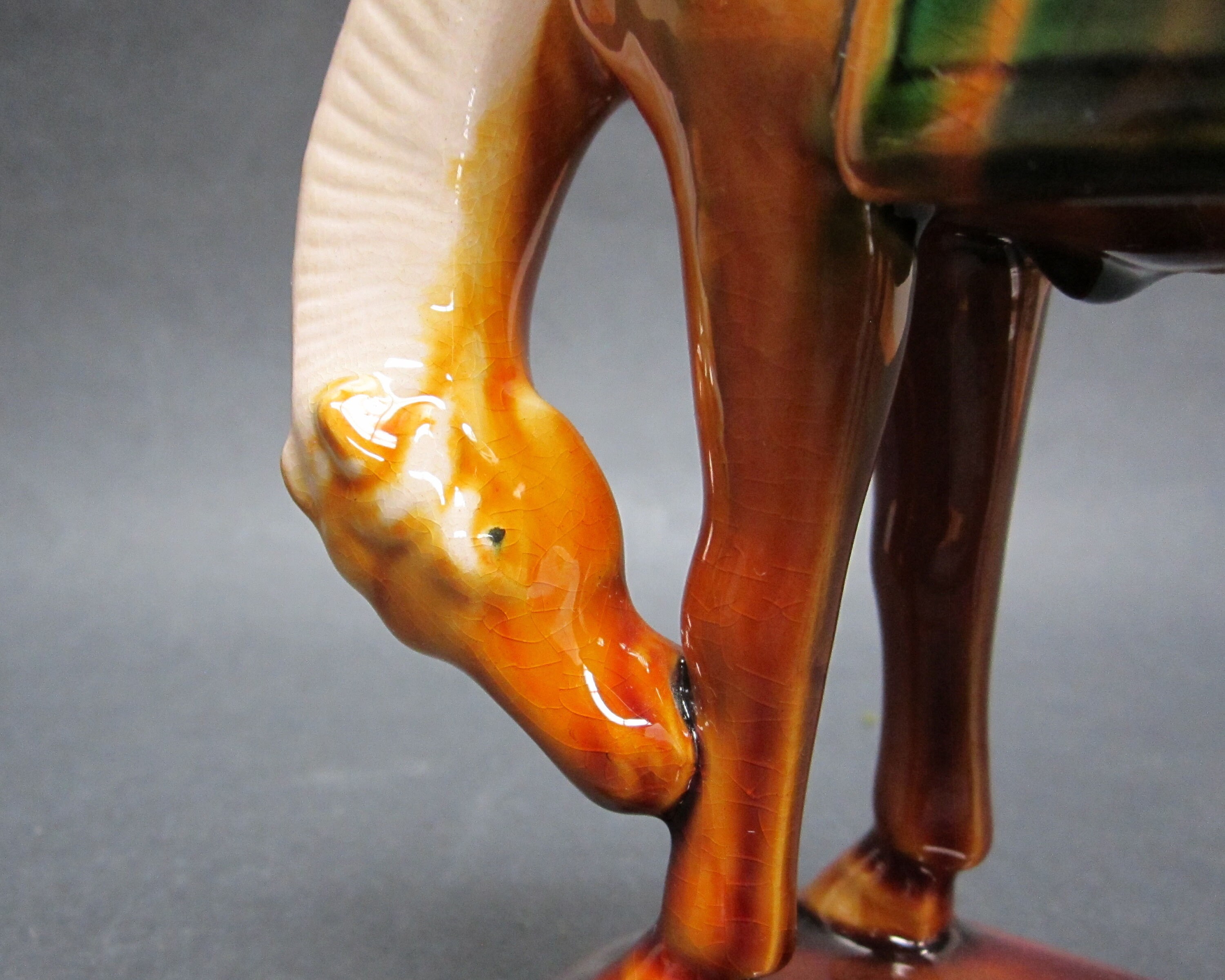 Vintage Tri Color Tang Pottery Horse Figurines, Set of 3