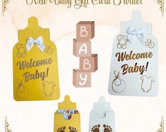Baby Bottle Gift Card Holder: Laser Engraved Wooden Keepsake