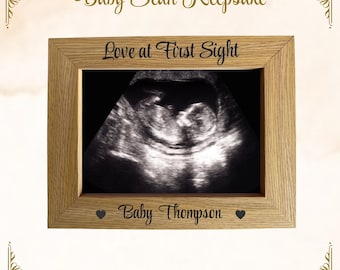 Personalised Baby Scan Wooden Frame – 7x5 Engraved Keepsake Gift