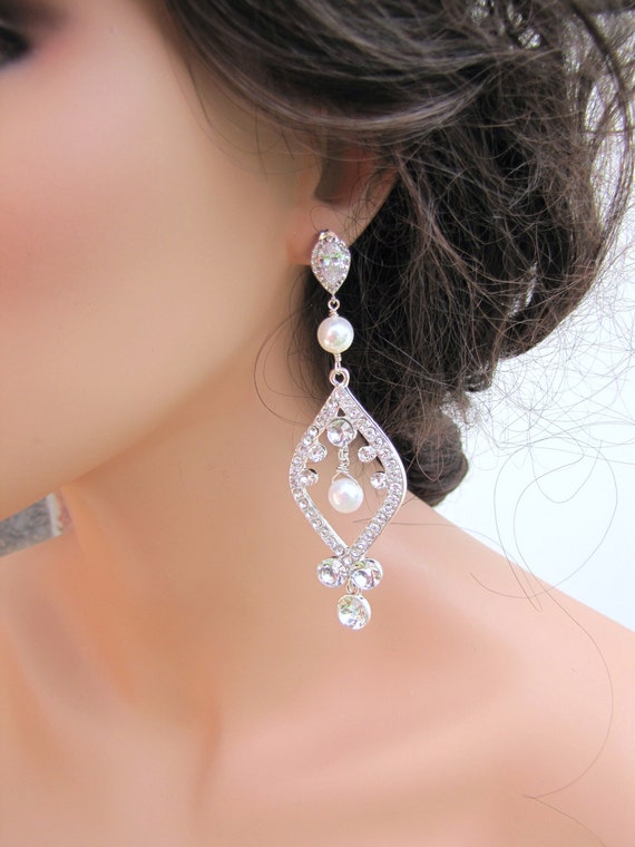 Elegant Bridal Statement Earrings Large Chandelier