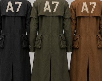 Abrigo largo de tela estilo Ranger postapocalíptico, gabardina militar, disfraz de cosplay hecho a mano para hombre