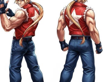 Terry Bogard Leather Vest Jacket Red KOF Cosplay Costume Men Women Handmade Arcade Sheepskin