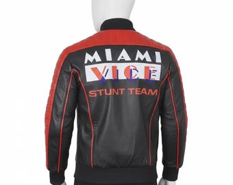 Ryan Gosling Fall Guy Bomber – Miami Vice Stunt Team Genuine Leather - Unisex