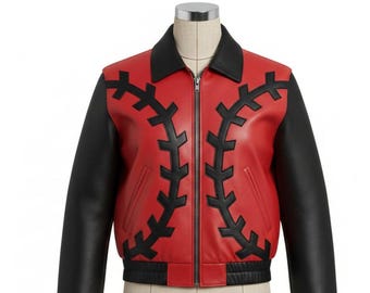 Genuine Varsity Bomber - Unisex – Red & Black Baseball Style Vintage Sportswear