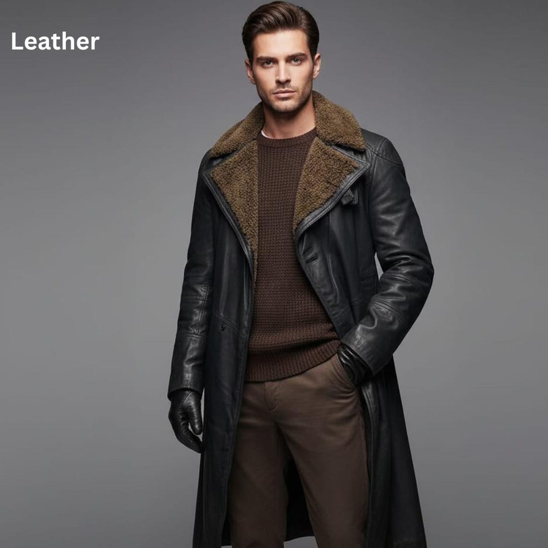 Sci-fi Trench Coat – Dystopian Cyberpunk Shearling Leather Cosplay