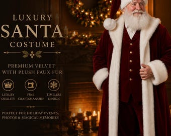 Luxury Velvet Santa Suit Custom Christmas Costume for Men Handmade Holiday Outfit