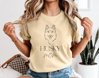 T-shirt pour maman Husky Comfort Colors, cadeau pour amoureux des chiens sibériens